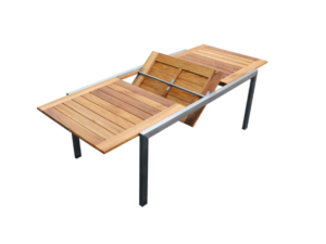ACCURA OUTDOOR DINING TABLE  is a unique piece of furniture that blends traditional and industrial design elements. Its a Teak wood top and 304 SST frame.